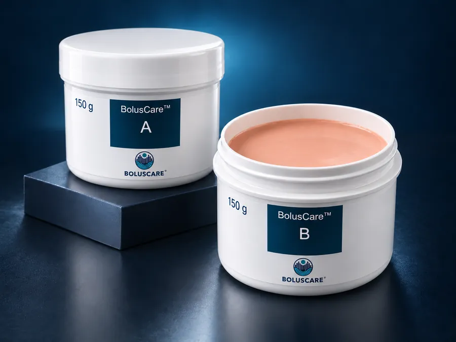 BolusCare 150 g Set: Tiegel A auf einem Sockel, Tiegel B geöffnet